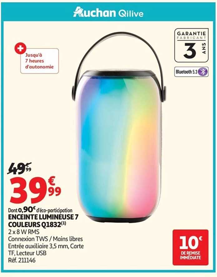 ENCEINTE LUMINEUSE 7 COULEURS Q1832