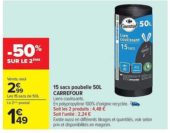 Essential 50L Lien coulissant