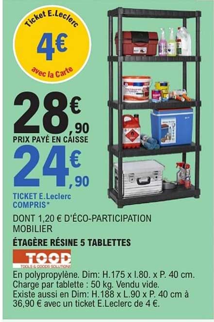 ÉTAGÈRE RÉSINE 5 TABLETTES