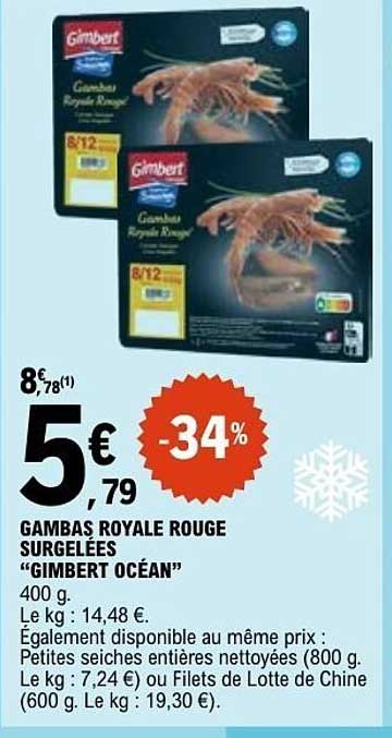 Gimbert Océan GAMBAS ROYALE ROUGE SURGELÉES