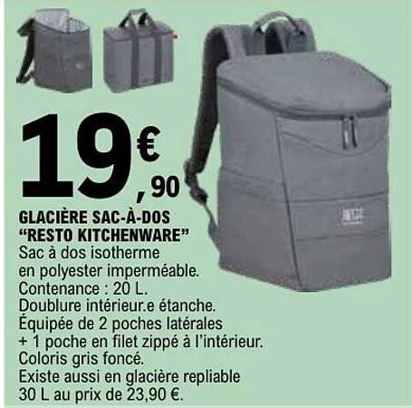 GLACIÈRE SAC-À-DOS “RESTO KITCHENWARE”