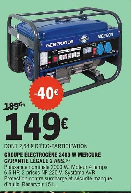 GROUPE ÉLECTROGÈNE 2400 W MERCURE