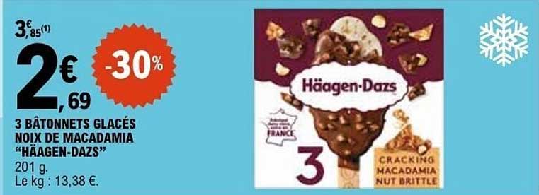 Häagen-Dazs 3 BÂTONNETS GLACÉS NOIX DE MACADAMIA