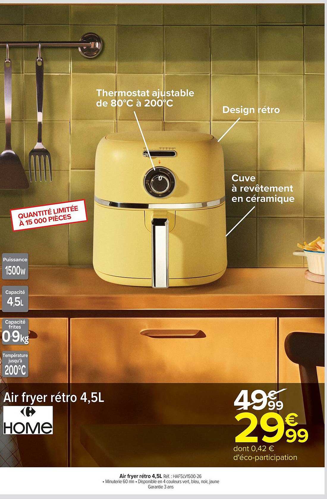 HOME Air fryer rétro 4,5L