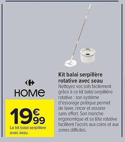 Home Kit balai serpillère rotative avec seau