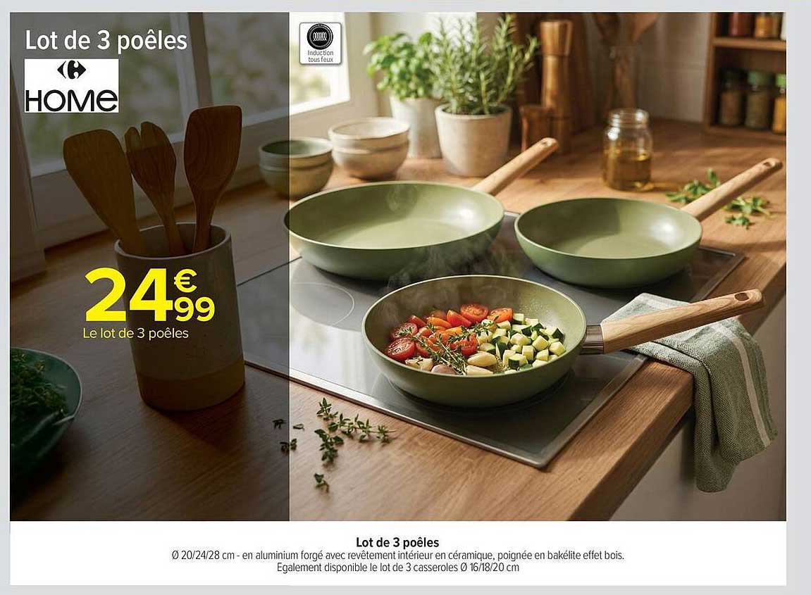 HOME Lot de 3 poêles