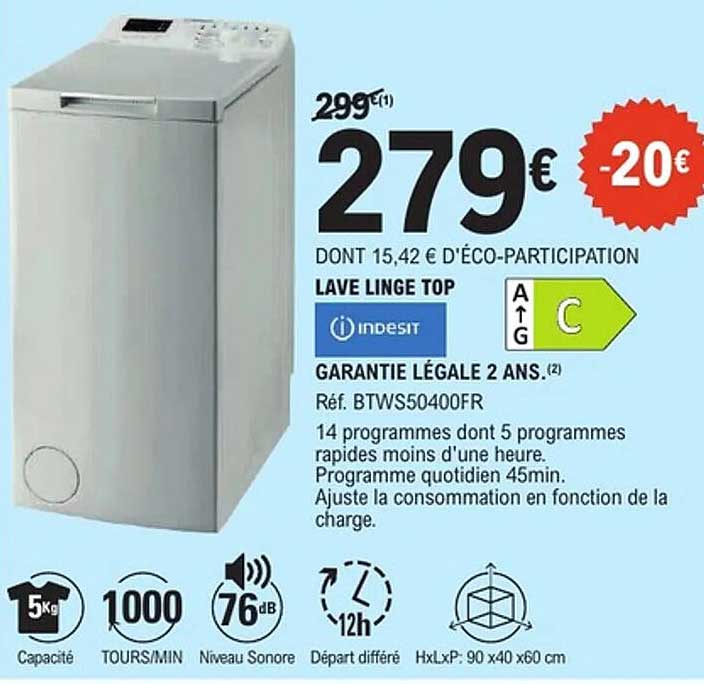 Indesit LAVE LINGE TOP