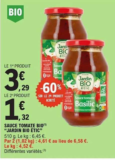Jardin Bio Étic Sauce tomate Basilic