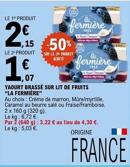 la fermière Yaourt brassé sur lit de fruits