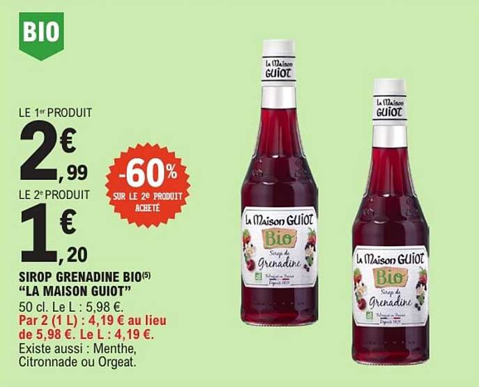 La Maison Guiot Bio Sirop de Grenadine
