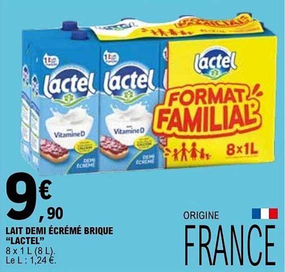Lactel Lait demi écrémé brique