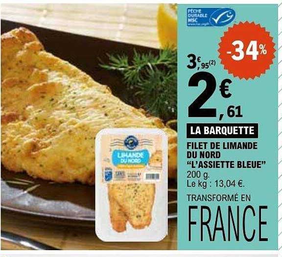Le barquette Filet de limande du Nord “L’Assiette Bleue”