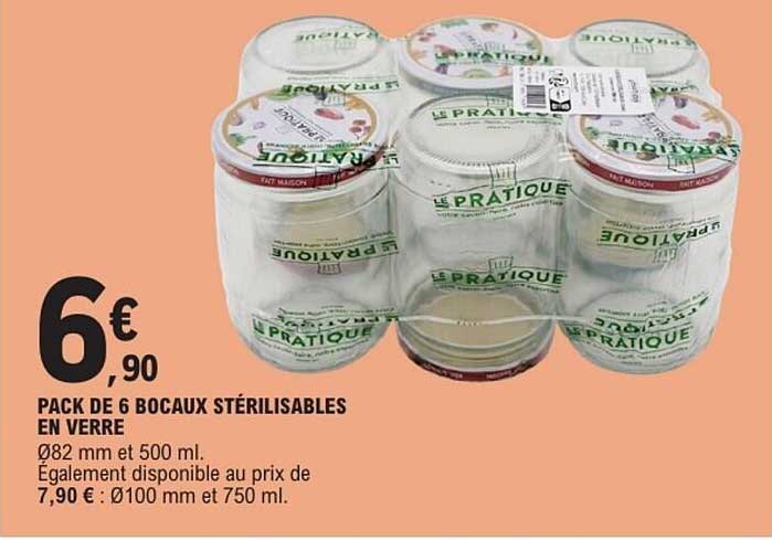 Le Pratique Pack de 6 bocaux stérilisables en verre