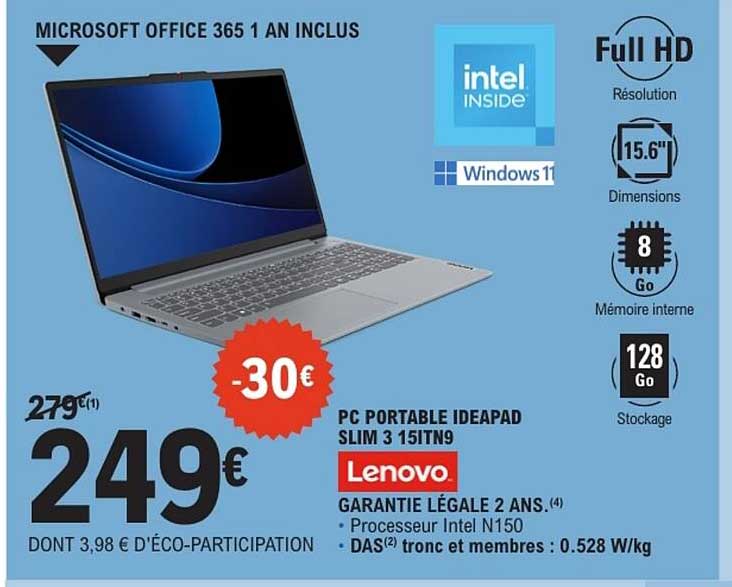 Lenovo PC PORTABLE IDEAPAD SLIM 3 15ITN6