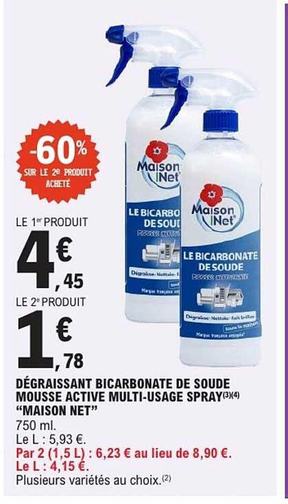 Maison Net Dégraissant bicarbonate de soude mousse active multi-usage spray