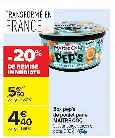 Maître Coq Box pep's de poulet pané