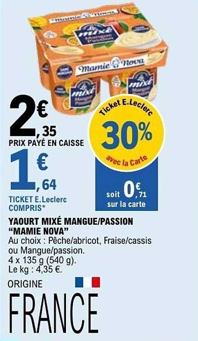 Mamie Nova YAOURT MIXÉ MANGUE/PASSION