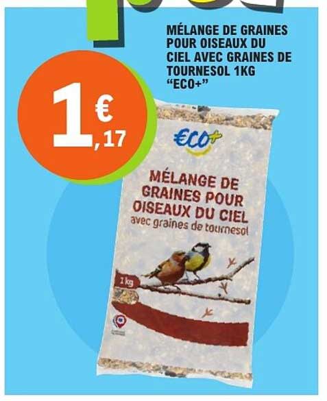 MÉLANGE DE GRAINES POUR OISEAUX DU CIEL AVEC GRAINES DE TOURNESOL 1KG "ECO+