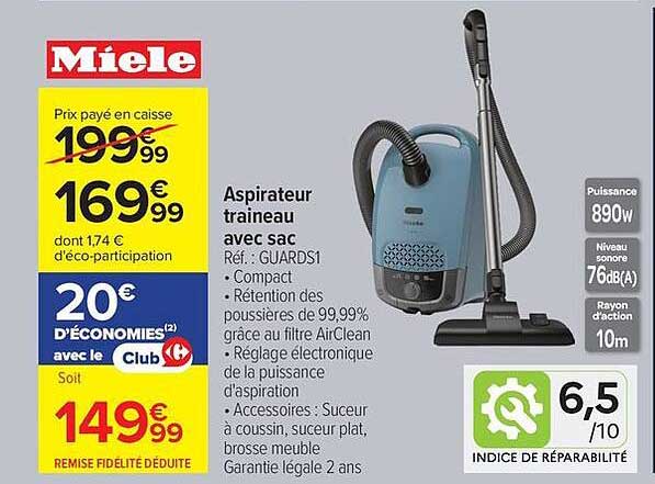Miele Aspirateur traineau avec sac