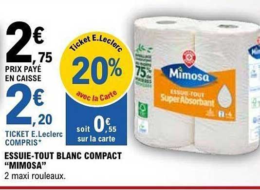 Mimosa Essuie-tout blanc compact