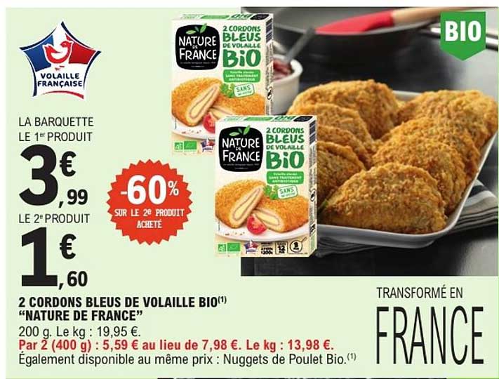 Nature de France 2 CordonS Bleus de Volaille Bio