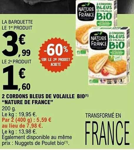 Nature de France Cordons Bleus de volaille BIO
