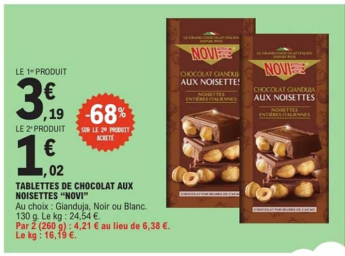Novie Chocolat Gianduja aux noisettes