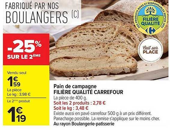 Pain de campagne FILIERE QUALITE CARREFOUR