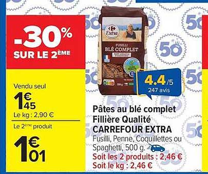 Pâtes au blé complet