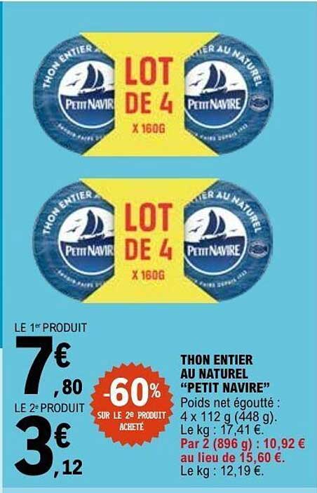 Petit Navire Thon entier au naturel