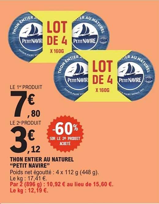 Petit Navire Thon entier au naturel