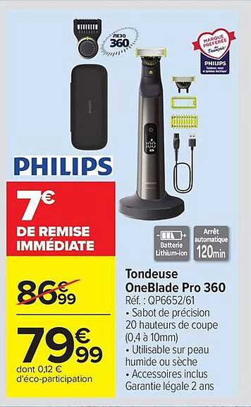 PHILIPS Tondeuse OneBlade Pro 360
