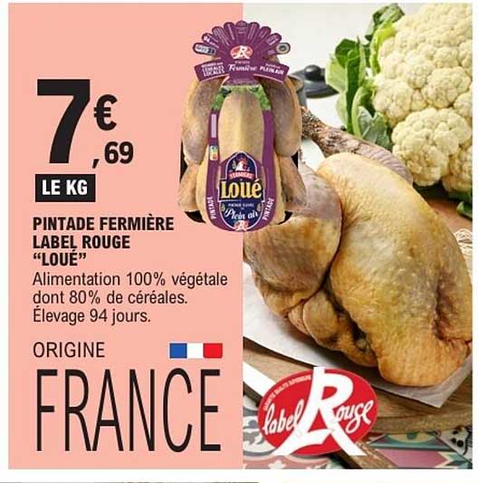 Pintade Fermière Label Rouge "Loué