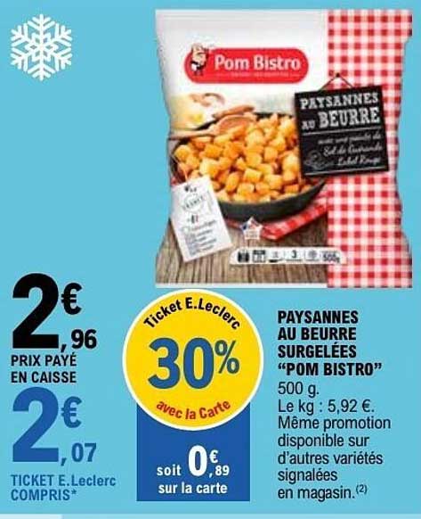 Pom Bistro PAYSANNES AU BEURRE SURGELÉES