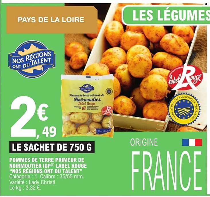 Pommes de terre Primeur de Noirmoutier Label Rouge