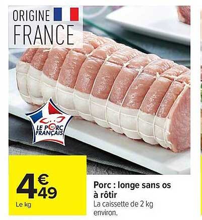 Porc : longe sans os à rôtir