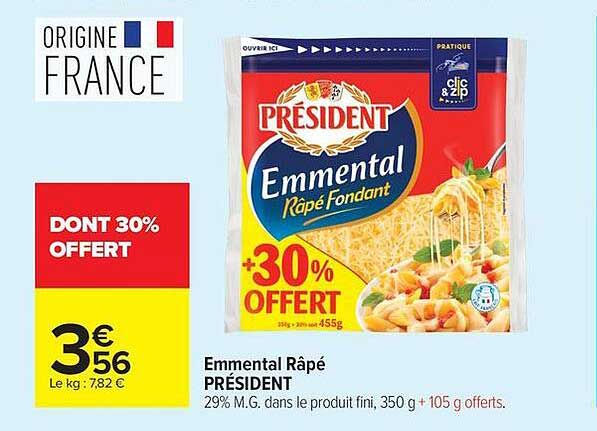 PRÉSIDENT Emmental Râpé Fondant