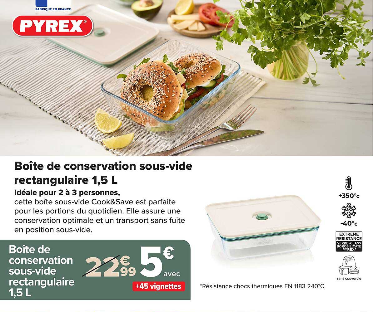 PYREX Boîte de conservation sous-vide rectangulaire 1,5 L