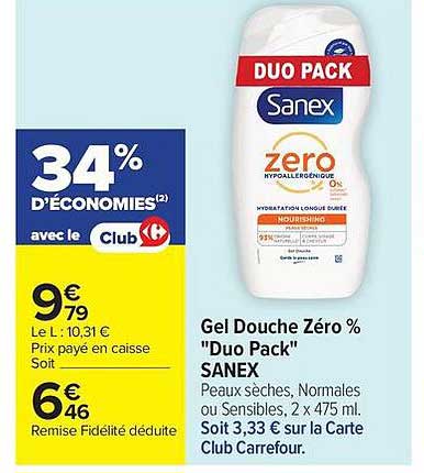 Sanex Gel Douche Zéro %