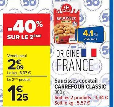 Saucisses cocktail CARREFOUR CLASSIC