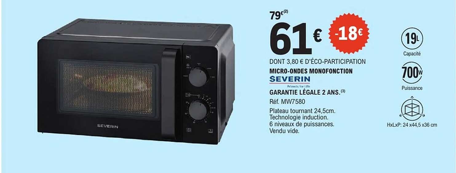 SEVERIN MICRO-ONDES MONOFONCTION