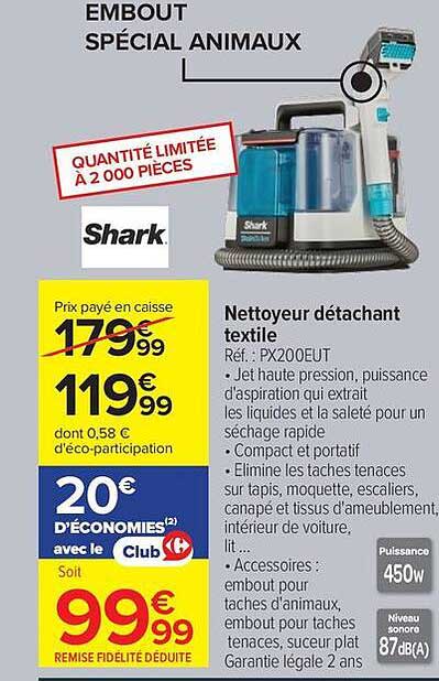 Shark Nettoyeur détachant textile