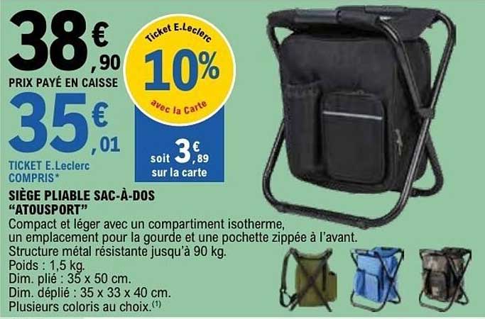SIÈGE PLIABLE SAC-À-DOS “ATOSPORT”