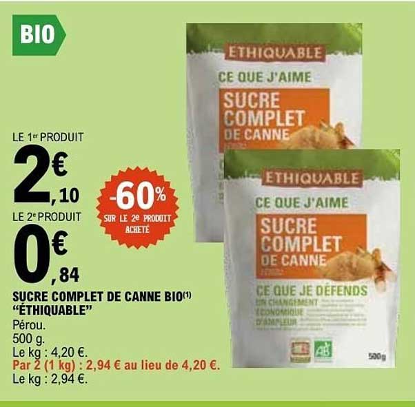 SUCRE COMPLET DE CANNE BIO “ÉTHIQUABLE”