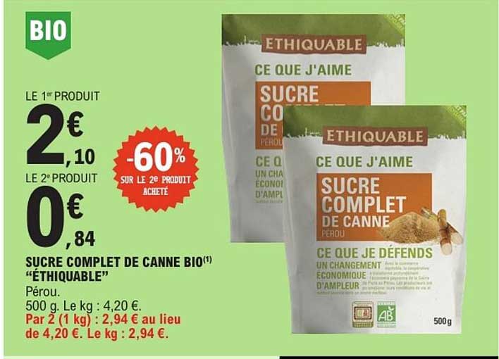 Sucre complet de canne bio “Éthiquable”