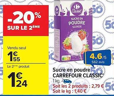Sucre en poudre CARREFOUR CLASSIC