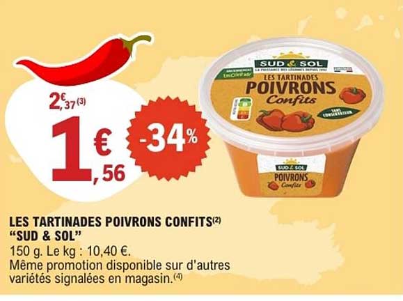 SUD & SOL LES TARTINADES POIVRONS CONFITS
