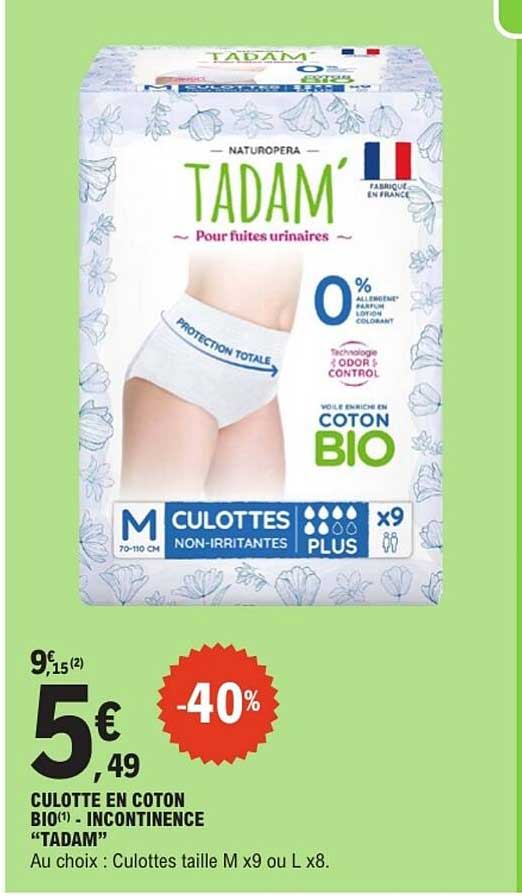 TADAM Culottes non-irritantes