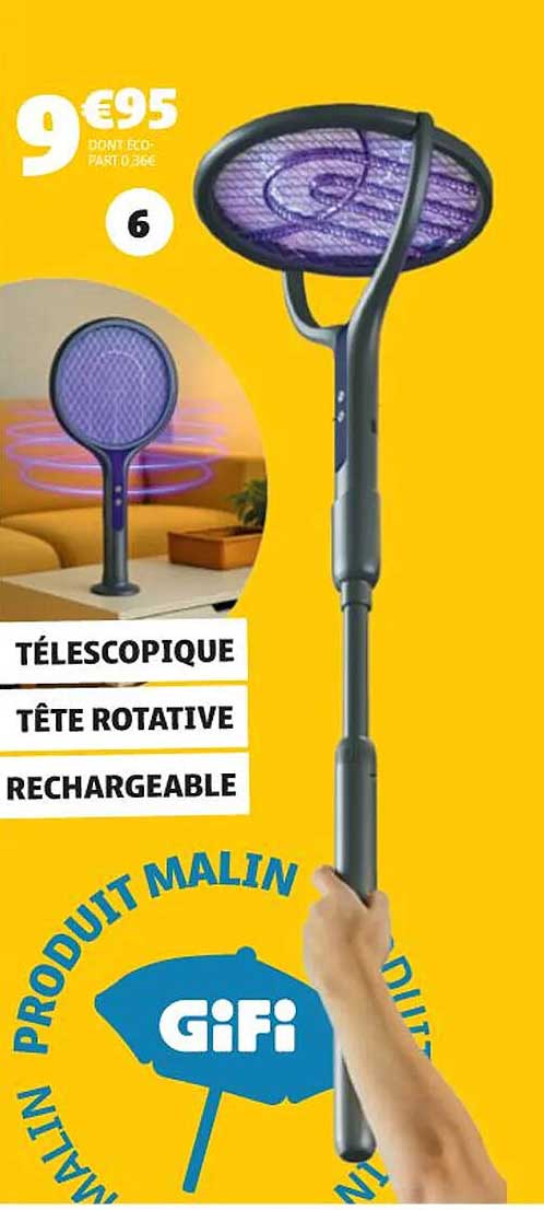 TÉLESCOPIQUE TÊTE ROTATIVE RECHARGEABLE