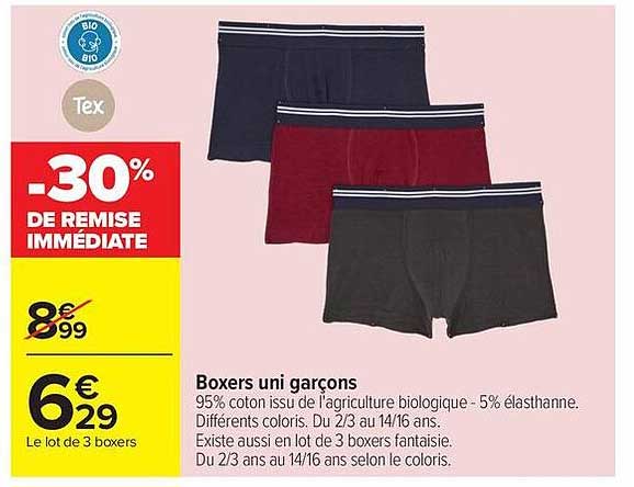 Tex Boxers uni garçons